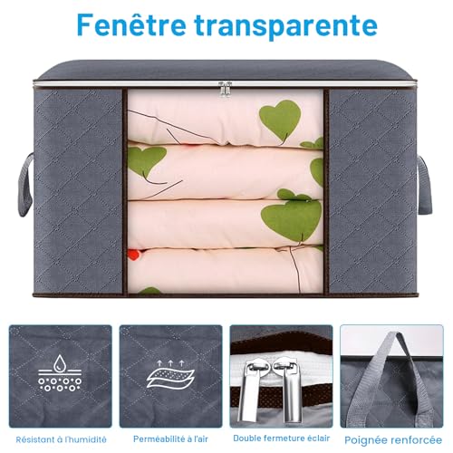 Sac rangement vetement 90L caisse rangement pliable couette lot de 6