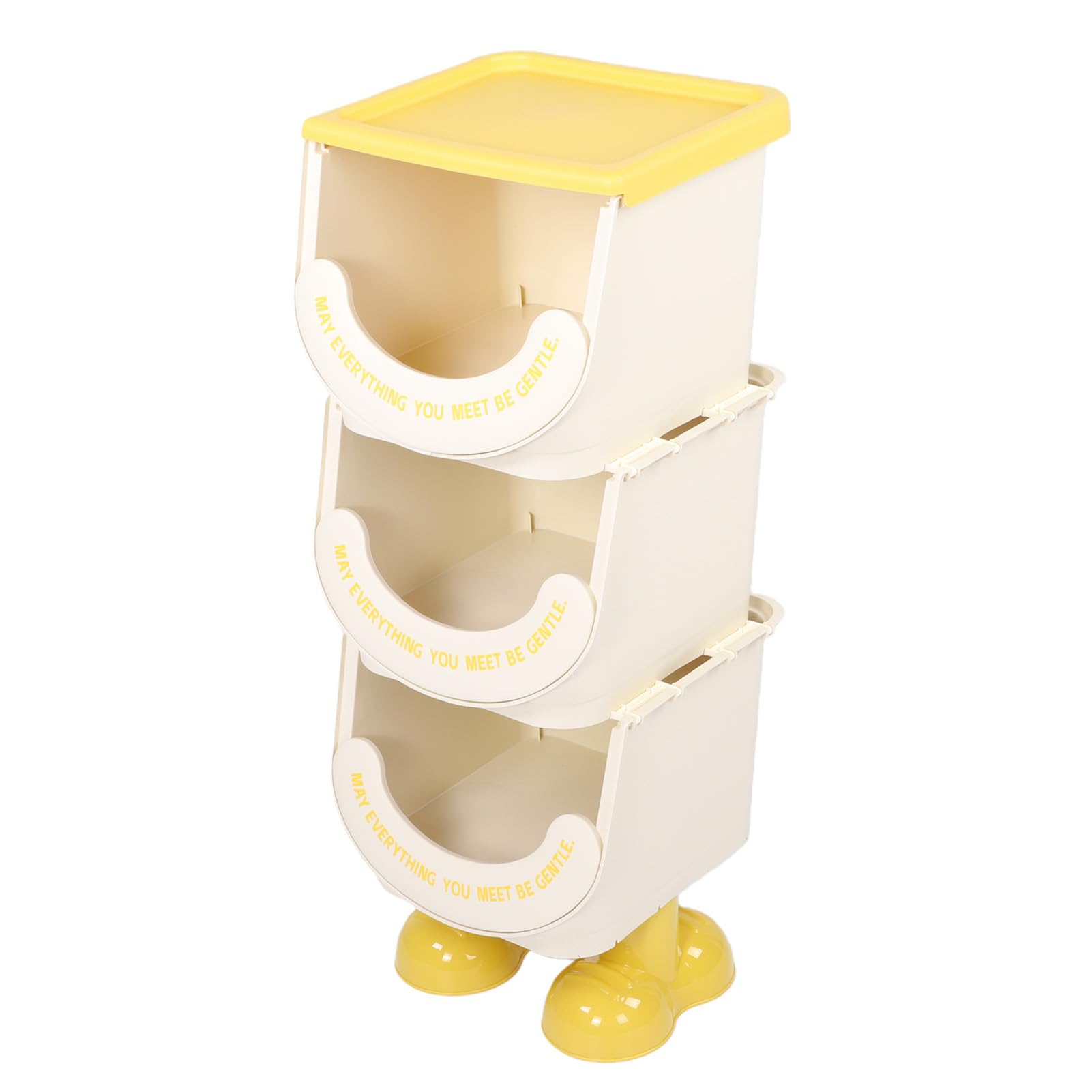 Generic Pojemniki do Przechowywania z Rysunkami, Które Można ustawiać Jeden na Drugim, do Wielofunkcyjnego Zastosowania w Kuchni w Pokoju Zabaw, Trwały, Otwarty Organizer z PP (YELLOW)