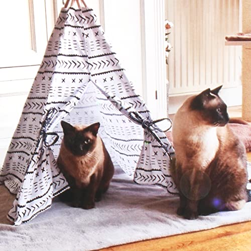 Tipi Zelt für Katzen und kleine Hunde Kuschelhöhle Haustierzelt Weiß
