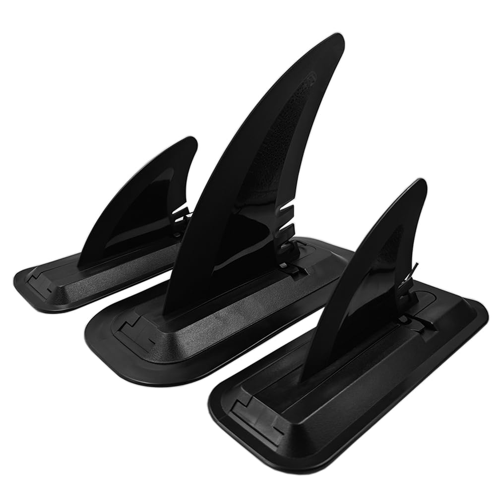 LOOEEL Lot de 3 ailerons de surf, palmes gonflables, 1 aileron central de 17,8 cm et 1 paire d'ailerons centraux de 10,2 cm avec base, aileron de quai amovible pour planche longue, pagaie, planche de