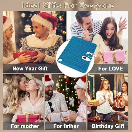 Image of Heating Pad,Electric Heating Pads,Heating Pad for Back,Blue,24x20 Inch | Heating Pads for Shoulder,Neck,Abdomen,Knee,Arms,Legs,Heat Pad for Birthday Father Mother Gift Women Men,6 Heat Settings