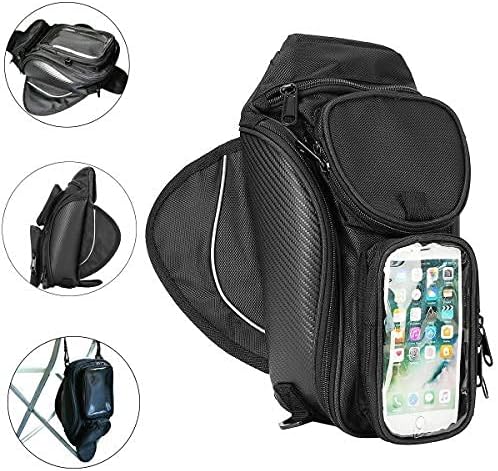 Motorcycle Waterproof Tank Bag Oxford Magnetic Saddlebag Black Universal Motorbike Bags Travel Tool Tail Luggage with USB Charger LED Voltage Display