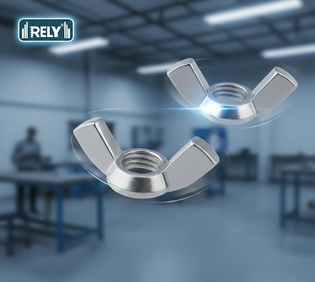 Rely®⇒VP INDUSTRIES (Pcs-25) M8 Threaded Butterfly Wing Nut | Indian Quality 1.5 Soot Carbon Steel Zinc Plated Hand-Twist Wing Nut