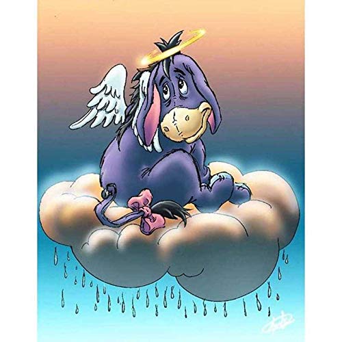 Better Selection DIY 5D Diamond Art Kit for Adult Kids, Eeyore Angel On A Cloud Full Drill Embroidery Cross Stitch Picture Supplies Arts Craft for Home Wall Decor Paint 11.8x15.7 inches
