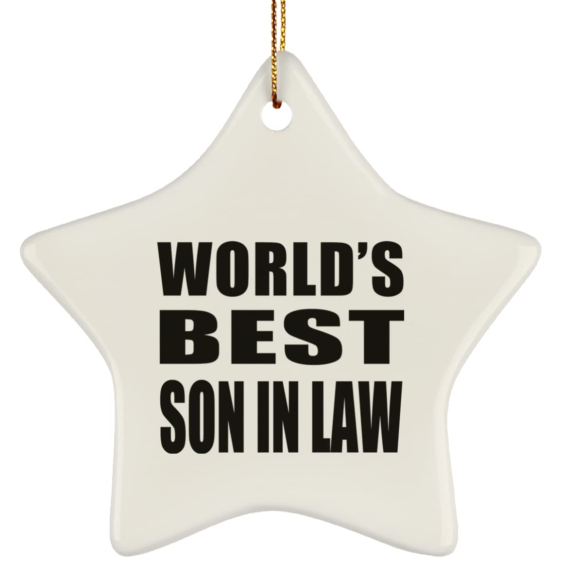 World's Best Son in Law - Star Ornament Christmas Tree Ceramic Decor-ation - Fun-ny Gift for Family Mom Dad Kid Grand-Parent Birthday Anniversary Christmas Thanksgiving