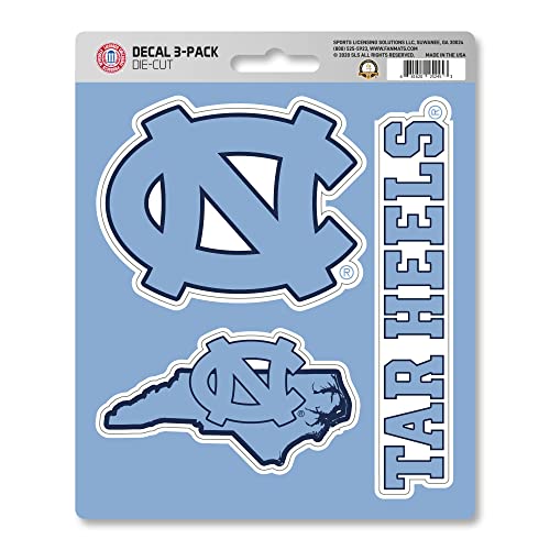FANMATS NCAA North Carolina Tar Heels Team Decal, 3-Pack