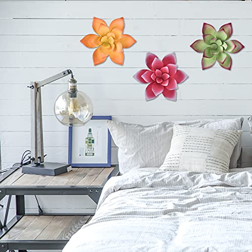 Wenyle Multiple Layer Flower Metal Wall Art Decor Succulent Wall Sculpture Indoor Outdoor Hanging Decor For Garden Yard Lawn Fence Living Room Bedroom 12 Inches Red #TOP5