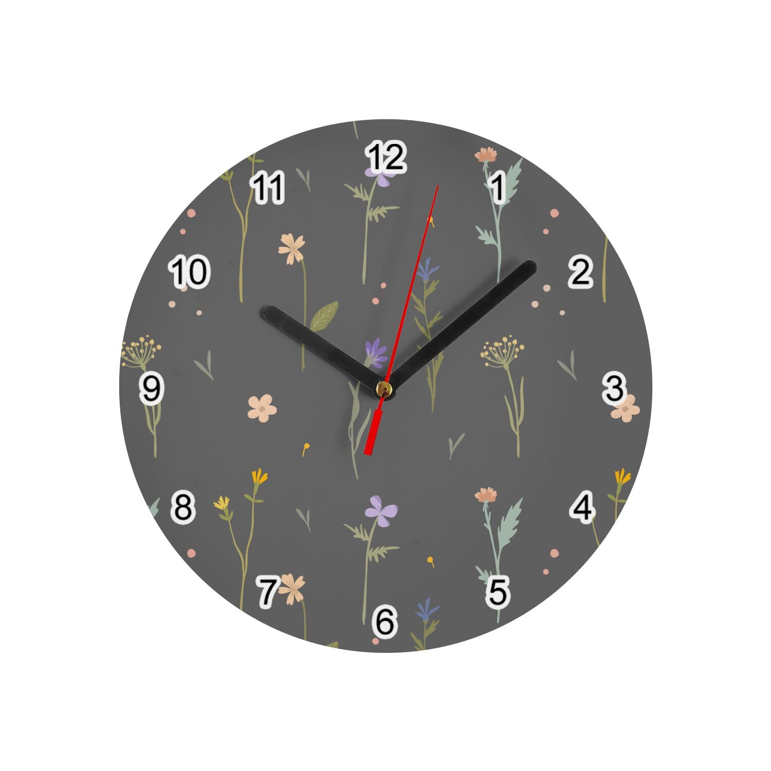 Horloge murale Fleurs des Champs en verre pour salon zen