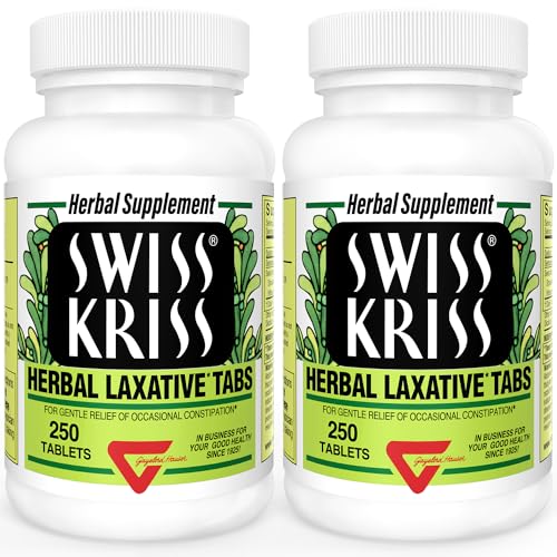 Swiss Kriss Herbal Laxative Tablets Natural Laxatives for Constipation Relief Senna Laxative 250 tablets (Pack of 2)