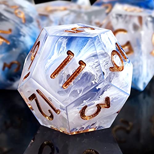 Austor 7-Die Dnd Dice Set Sharp Edge Resin Dice Handmade Polyhedral Dice For Dungeons And Dragons Rpg Mtg Table Games（Wave Blue #TOP25