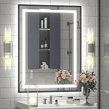 Black Aluminum Framed LED Bathroom Mirror with Front & Back Ambient Glow, Dimmable Touch Control, 3 Color Lighting & Defogger for Vanity Spaces (36x24 inches)