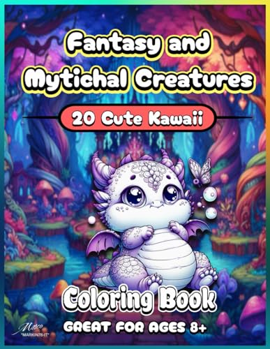 Kawaii Fantasy and Mythical Creatures: 20 Adorable Creature in Kawaii Style (Kawaii Coloring Book)