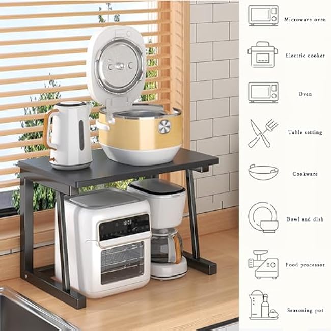 Kitchen Floor Cupboard Tall Storage Cabinet with Flip Doors Adjustable Shelves Kitchen Storage Sideboard with Countertop Free Standing£¬Microwave Oven Rack - Heavy Duty Kitchen Countertop Org