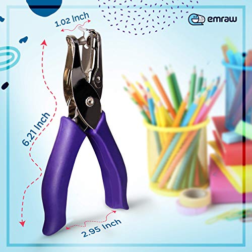 Emraw Premium Single Hole Paper Punch Cushion Grip Heavy Duty Hole Puncher For Greeting Cards Scrapbook Notebook Puncher Craft Paper Hand Tool Pack Of 6 #TOP1