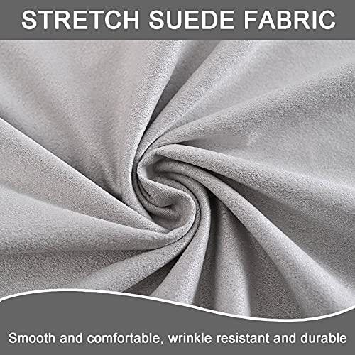 Jhld Waterproof Bar Stool Covers, Suede Barstool Slipcover Stretch Furniture Chair Seat Cover Elastic Dining Chair Covers Removable Washable For Dining Room Kitchen-Light Grey-4 Piece #TOP2