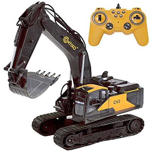 Remote Control 1:24 Scale with 17 Channels RC Excavator CV2 Toys for Kids - Hobby Grade Construction Vehicle by Contixo, Gift