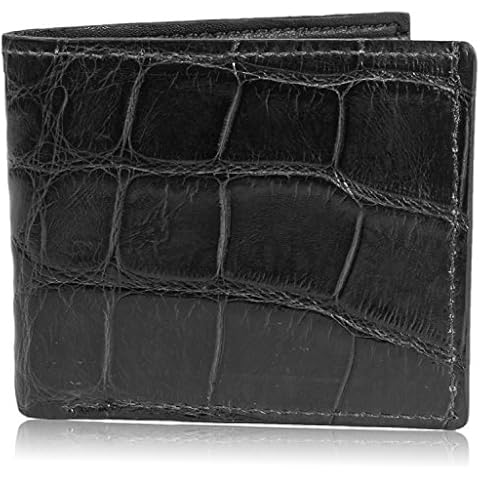 Yoder Leather Company Alligator Bifold Wallet (Black, 6 card) Cover