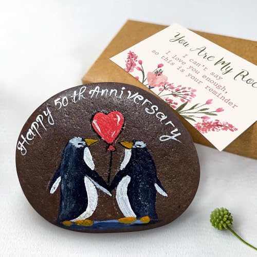 MALFIRST Golden Couple Hand-Painted Pebble