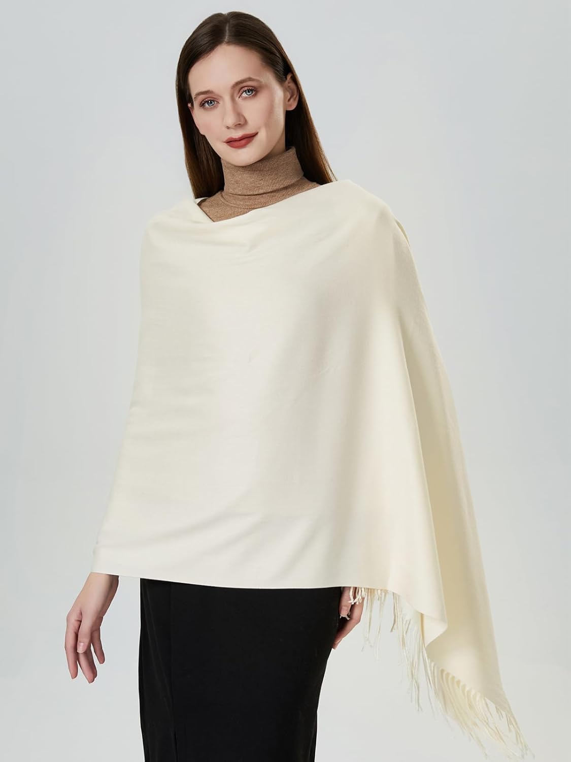 QBSM Womens Large Soft Wedding Evening Pashmina Shawls Wrap Scarfs - Image 5