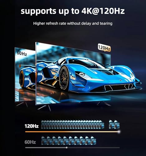 HDMI 2.1 Switch, 8K@60Hz HDMI Switcher Splitter 3 in 1 Out, 4K@120Hz Support HDCP 2.3, VRR & ALLM, Dolby Vision & Atmos, High-Speed 48Gbps for PS5, B-0-X, TV, DVD Player