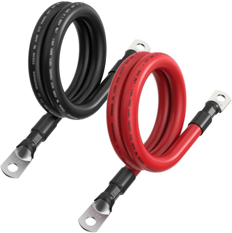RICH SOLAR 1/0 Inverter Battery Cable (4 ft 1/0 AWG - 3/8")