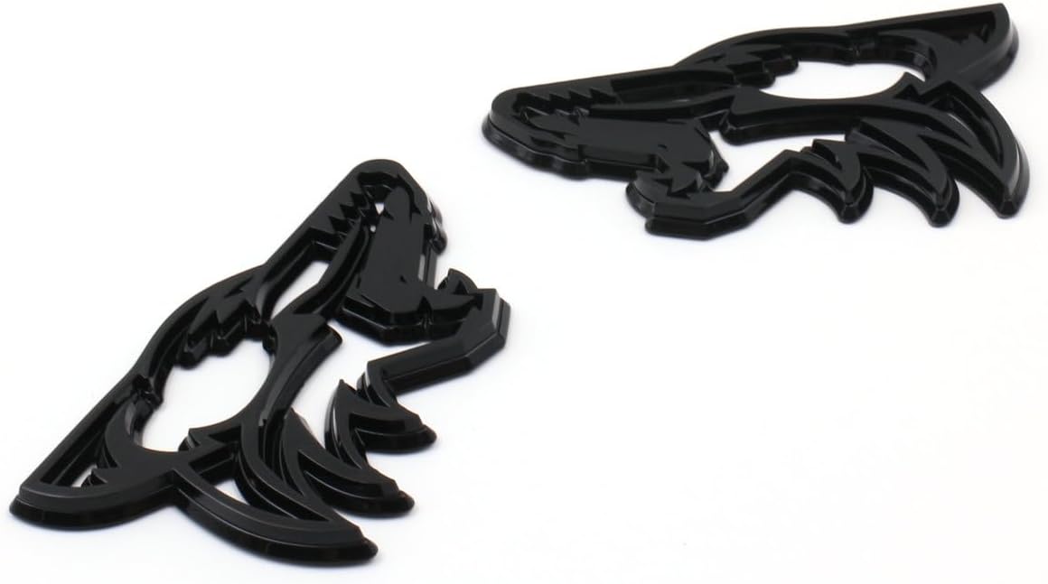 Pair Custom Dark Horse Style Coyote Emblems Door Left Right 3D Badge Compatible with Mustang,Universal Car Vehicle, Truck, Motorcycle (Gloss Black)