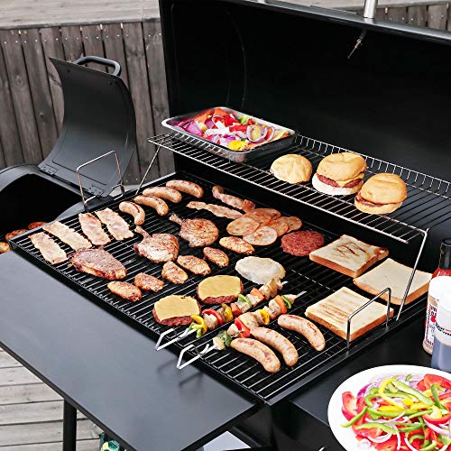 Royal-Gourmet-CC2036F-Barrel-Charcoal-Grill-with-Offset-Smoker-Outdoor-BBQ-Grill-with-1200-Sq-In-Grilling-Area-for-Large-Event-Gathering-Black Royal Gourmet CC2036F Barrel Charcoal Grill with Offset Smoker Outdoor BBQ Grill with 1200 Sq In Grilling Area for Large Event Gathering Black
