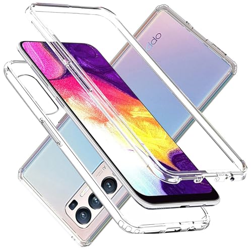 YXINDAFU Cover per OPPO Find X3 Neo,trasparente 360 gradi antiurto case [con protezione schermo integrato] TPU e PC antigraffio 2 in 1 Custodia per OPPO Find X3 Neo 5G