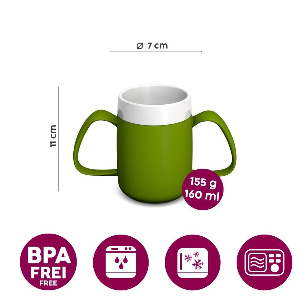 Ornamin Kubek z dwoma uchwytami ze stożkiem wewnętrznym, 140 ml, żółty, z wylewką i małym otworem (model 815 + 806) | pomoc do picia
