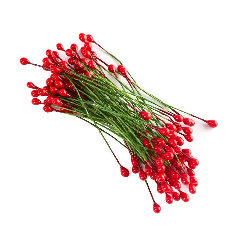 Factory Direct Craft Bulk Buy of 280 Double Artificial Red Holly Berry Stamens