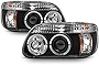 [For 1995-2001 Ford Explorer] LED Halo Ring Black Projector Headlight Headlamp Assembly, Driver & Passenger Side