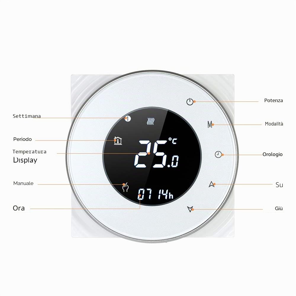 Decdeal Termostato programmabile tramite Wi-Fi, termostato intelligente wireless, con display LCD tattile, nero