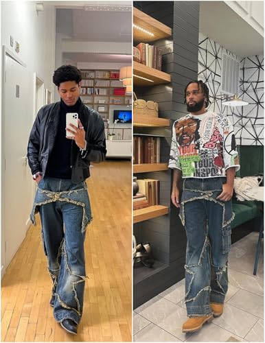 Aelfric Eden Men's Denim Jeans Distressed Patchwork Star Pants Womens Vintage Jeans Trouser2