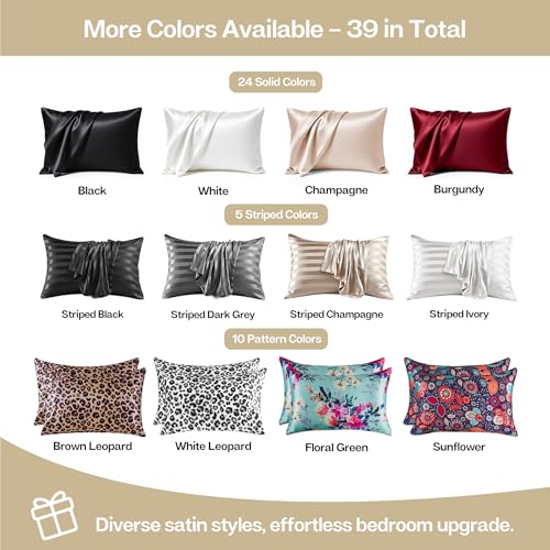 Image of MR&HM Satin Pillowcase for Hair and Skin, Silk Satin Pillowcase 2 Pack, Standard Size Pillow Cases Set of 2, Silky Pillow Cover with Envelope Closure (20x26, Golden Bronze)