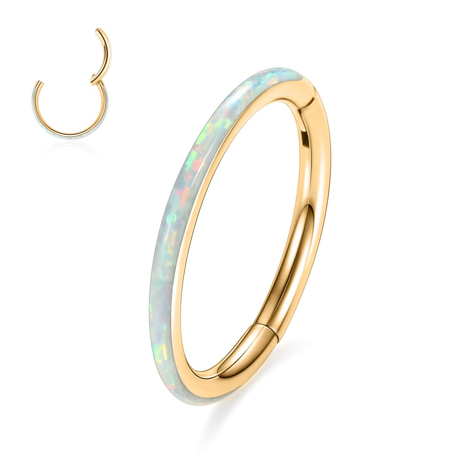 PEAKLINK Hinged Nose Hoop Ring Surgical Steel Conch Cartilage Helix Lobe Earring for Septum Lip Tragus Daith Rook Orbital Belly Nose Piercing Jewelry