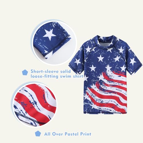 Girls Short Sleeve Rash Guard Swim Shirt for Girls Hawaiian Swimsuits UPF 50+ Sun Protection Swim Top Bathing Suit 3-16 Years3