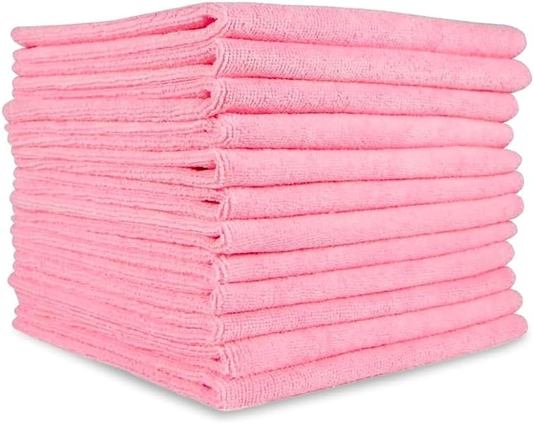 A&A Wiping Cloth- Microfiber Cleaning Towel, Super Absorbent Pink Microfiber Towels, Perfect for House, Cars, Windows, Gym and Office, Pink Microfiber 16x16 Towels, Pack of 180 Pieces