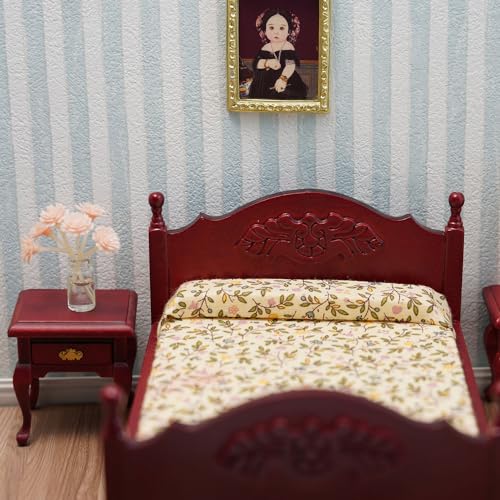 Cutemini DJ0076 Miniature Furniture Dollhouse Wooden Fabric Bed thumb #3