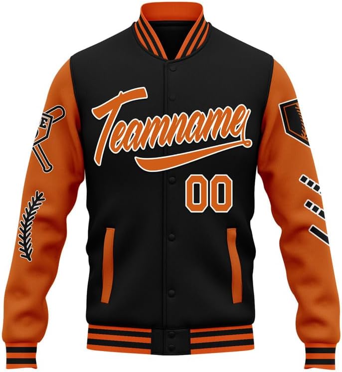 Customize Baseball Varsity Jacket Personalized Team Name & Number Retro College Bomber Jacket for Men Women