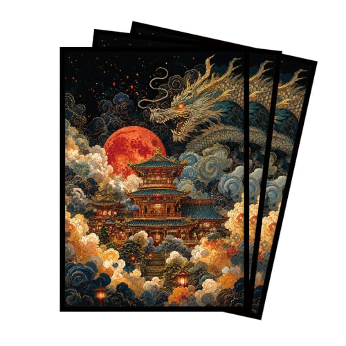 MTG Card Sleeves, 100 Standard Size 66 x 91 mm Deck Protectors, Premium Matte Trading Card Sleeves for MTG Commander and TCG Players (Crimson Dragon)