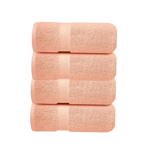 Image of Sulfar 100% Combed Cotton, Quick Drying Highly Absorbent, Luxury Hand Towel Set (Pack of 4, 40 X 70 cm) Tender Peach