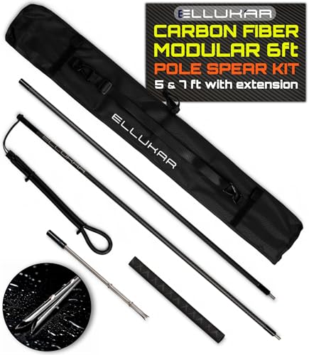 Carbon Fiber Pole Spear System Hawaiian Sling Premium Spearfishing Lightweight Fast Travel Pole Spear Reef Hunting Freediving Scuba Diving Fishing Spear with 3 Prong Paralyzer Tip