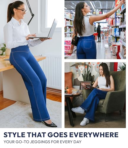 Nirlon Wide Leg Crossover Jeggings - Wide Leg Womens Jeans Jeggings for Women Tummy Control Women's Jeans Leggings with Flare3