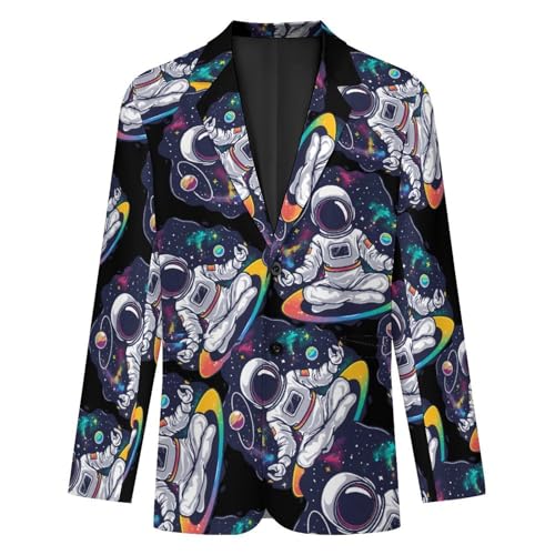 Meditating Astronaut Galaxy Spaceman Men's Suits Dress Business Formal Suit Print Jackets Coat for Wedding Party4