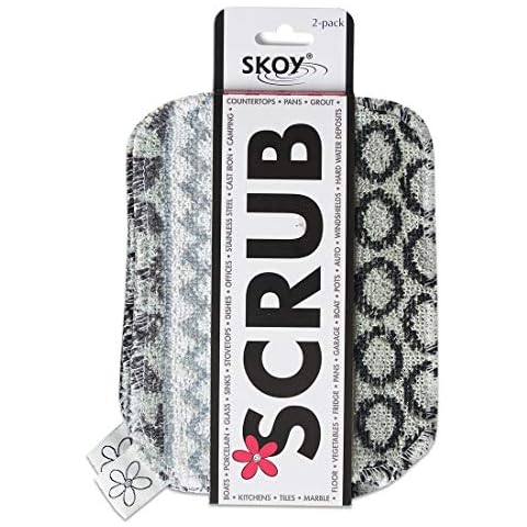 Skoy Scrub, 2-pack Reusable, Non-Scratching Dish Scrubber for Kitchen and Household Cleaning, Planet-Friendly, Dishwasher Safe Soft Scrub, Monochromatic Colors Cover