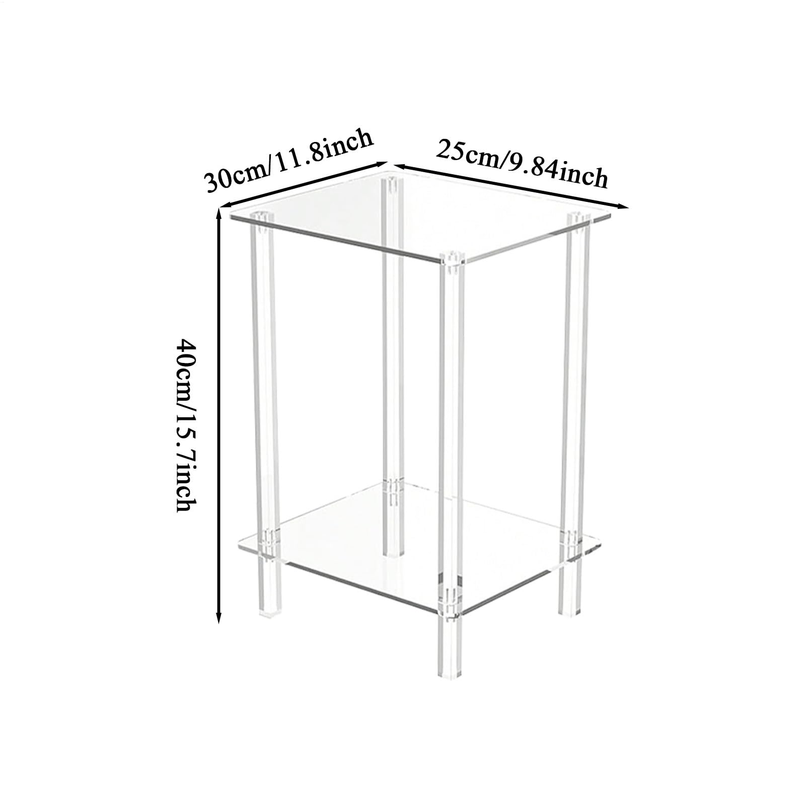 Tavolino in acrilico trasparente, 30 x 25 x 55 cm, design, mensola multifunzionale, organizer moderno per hotel, dormitorio, appartamento, ristorante, bagno, soggiorno