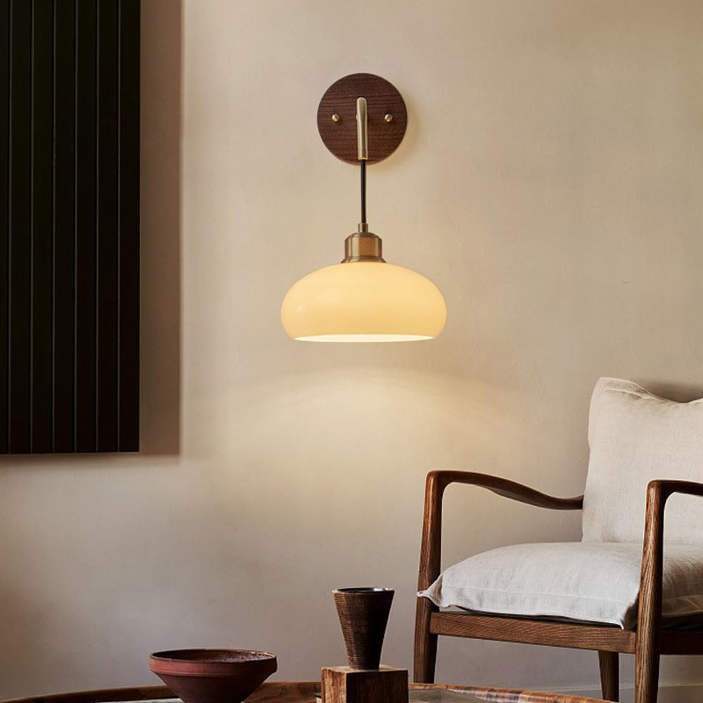 Mosiężna lampa ścienna z litego drewna w paski szklany klosz Lampka nocna Kinkiety Oświetlenie Ścienne Nowoczesna lampa ścienna E27 Oświetlenie wewnętrzne do salonu Restauracja