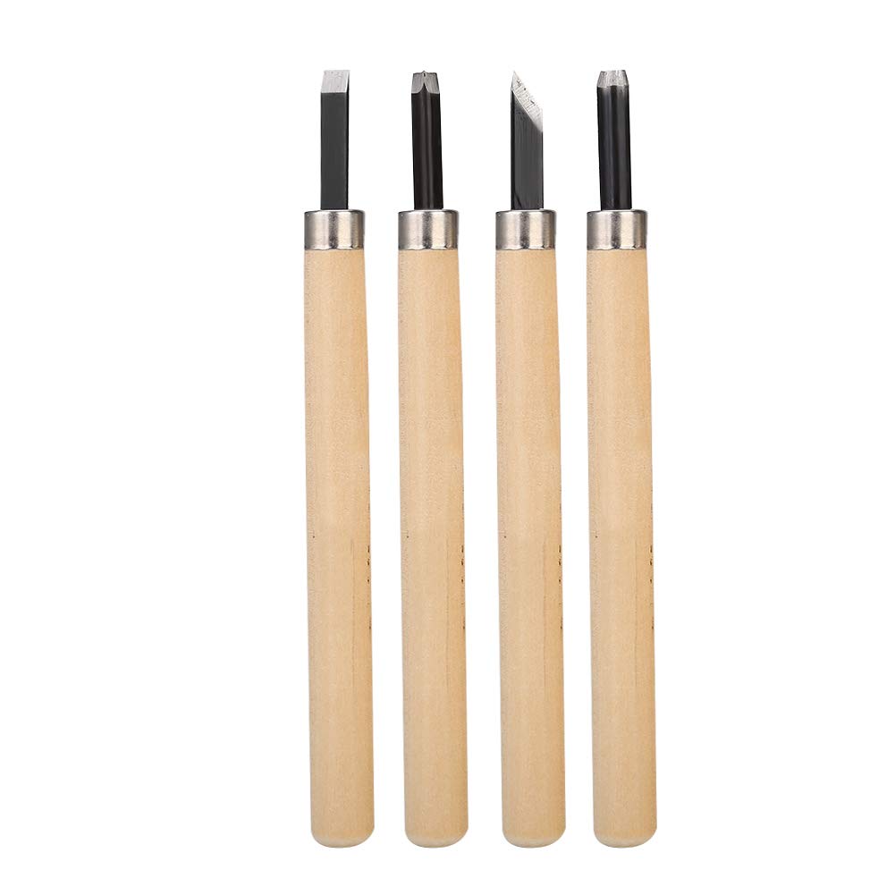 4pcs Scalpelli per Legno, Coltello da Intaglio del Legno Strumenti di Intaglio del Timbro di Gomma 3#