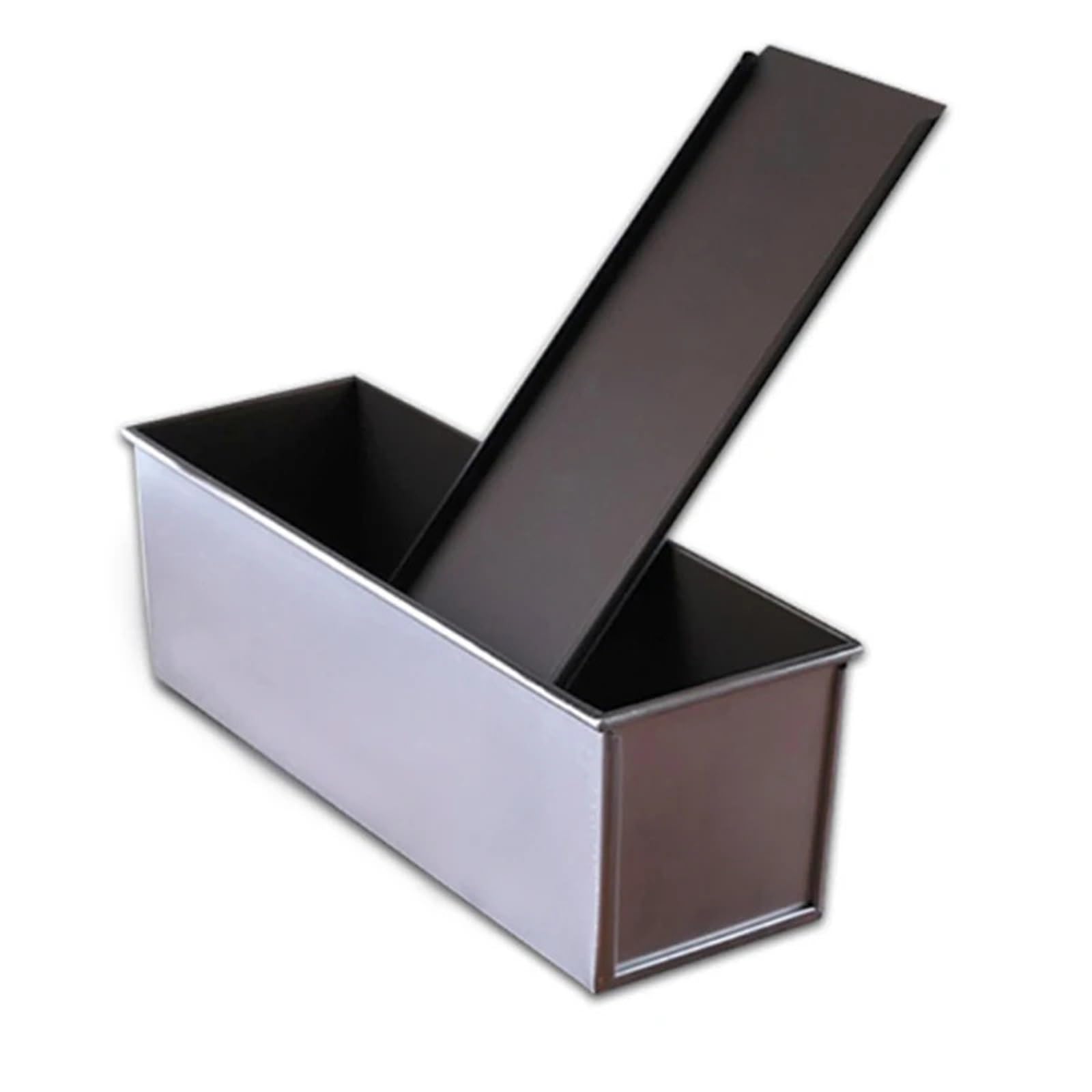 Moldes de aleación de aluminio con revestimiento antiadherente negro para tostadas, molde para pan y pasteles, herramienta para hornear con tapa (1200 g)