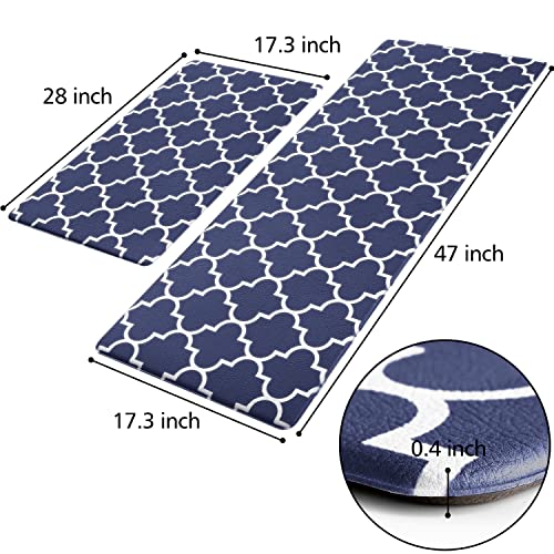 Kmat Kitchen Mat [2 Pcs] Cushioned Anti-Fatigue Waterproof Non-Slip Heavy Duty Pvc Ergonomic Comfort Foam Area Rug Sets For Floor Home, Office, Sink,Blue #TOP1